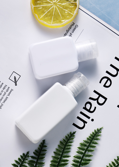 60 ml witte PET-flip-top vierkante fles