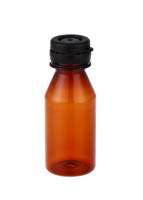 30-60ml PET Bruin Transparante Snap Cap Vloeibare Vloeistof Ronde Fles