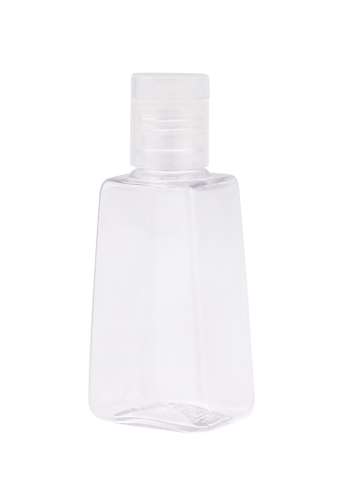 30ml PET transparante trapeziumvormige fles met flip-top haakdop