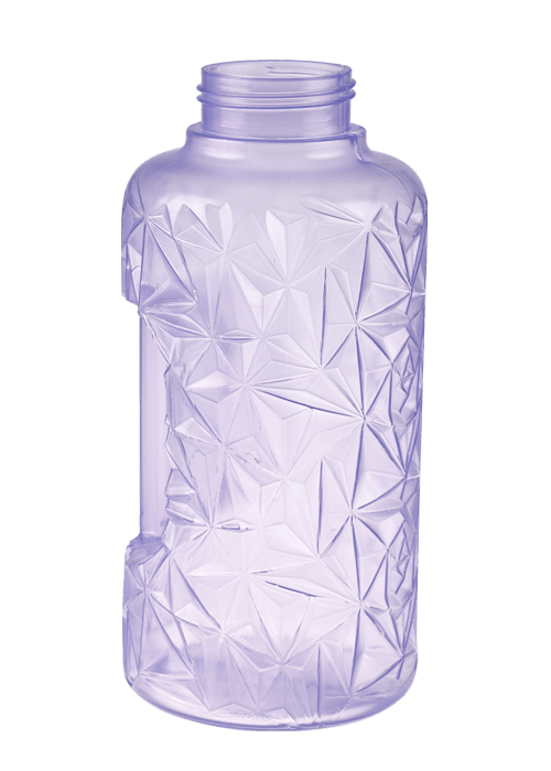 1L PP kleur transparante veelhoekige waterfles met handvat