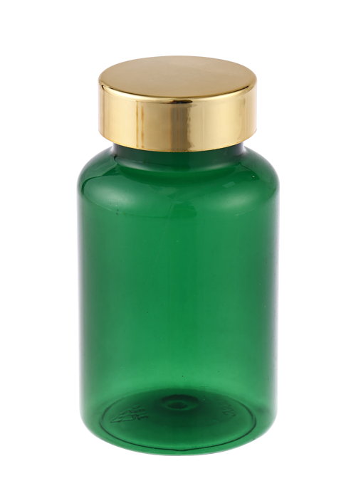 120g kleur transparante PET-capsule gezondheidssupplement fles met gegalvaniseerde metalen dop