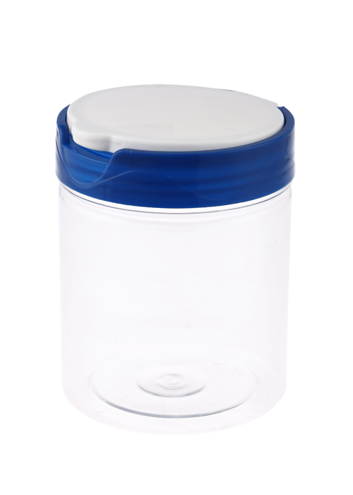 400 ml PET transparante flip-top pot met noten en granen